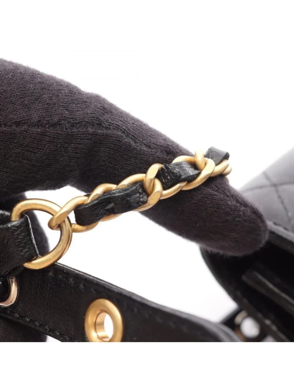 Chanel Shoulder Bag Quilted Chain Wallet Combination Black Lambskin